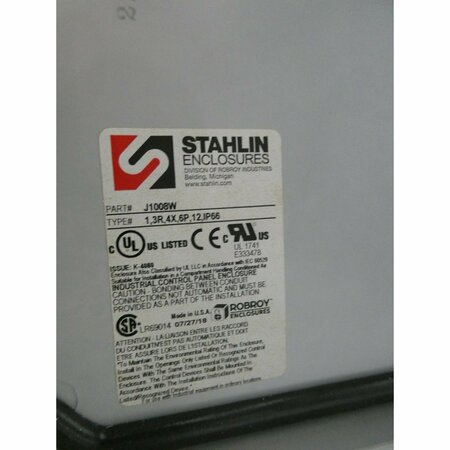 Stahlin 4IN 10IN FIBERGLASS 8IN ENCLOSURE J1008W